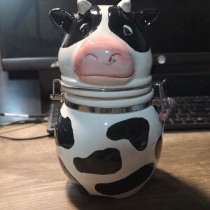 Cow-Themed Ceramic Storage Jar